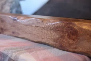 Oak beam with dark stain
